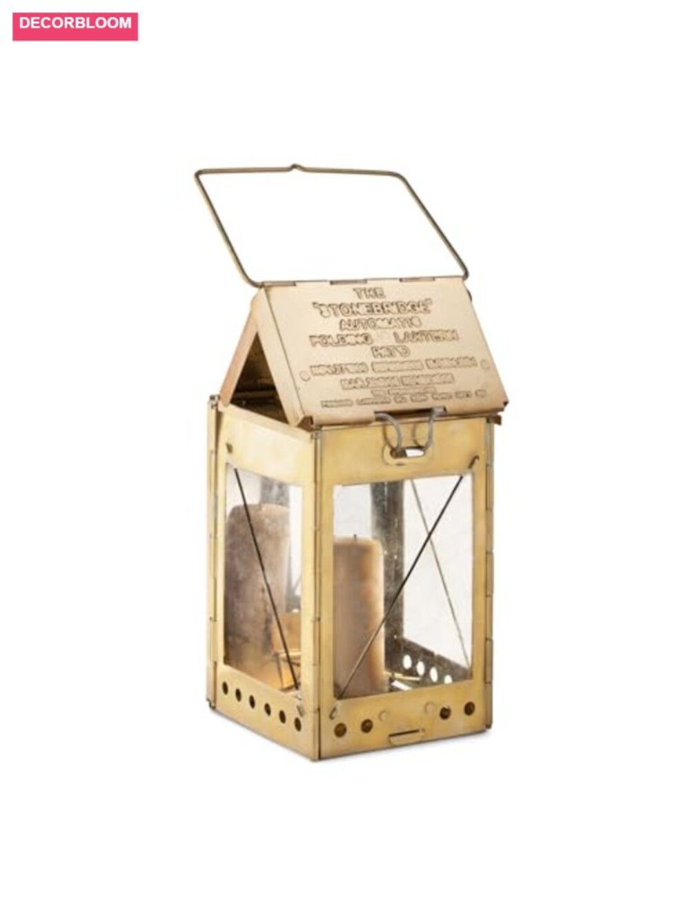 Brass Candle Lantern Hanging Handle Collapsible Camping Survival
